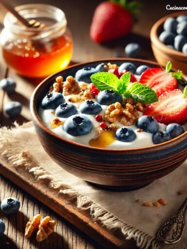 Yogurt greco con frutta e noci